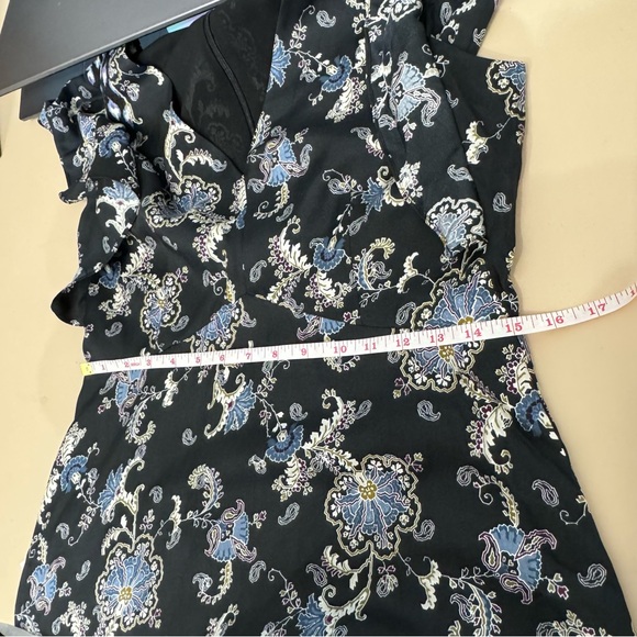 Rebecca Taylor Floral Paisley Print Silk Blend Mini Dress Flutter Sleeves Size 6 - Picture 12 of 16